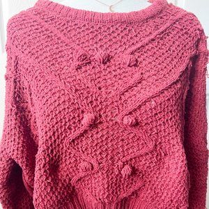 Dark Rose Crochet Slightly Cropped Sweater